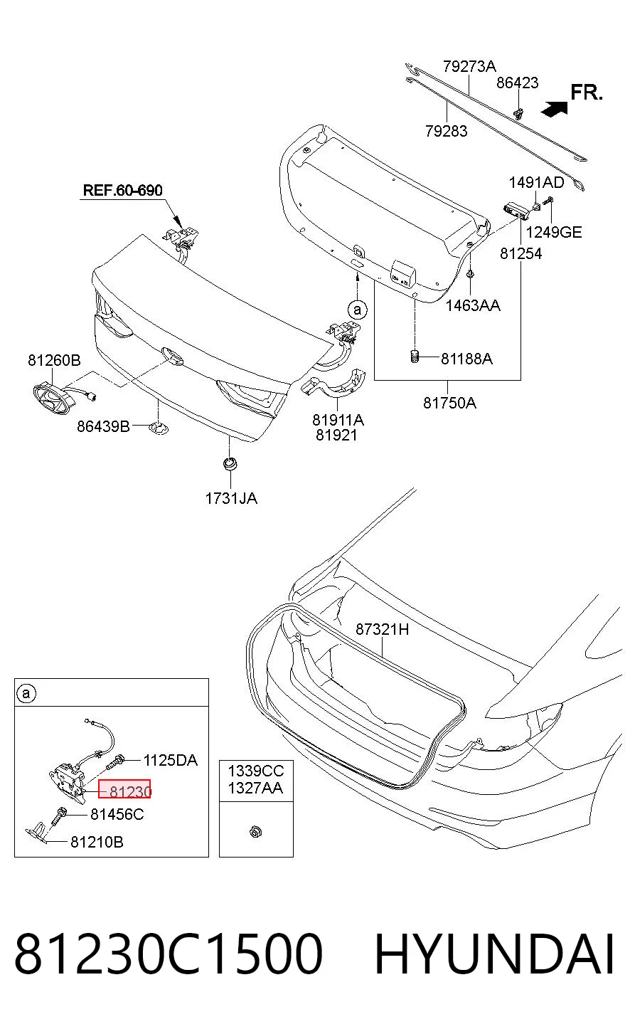 81230C1500 Hyundai/Kia Zamek klapy bagażnika (3/5 drzwi tylnych)