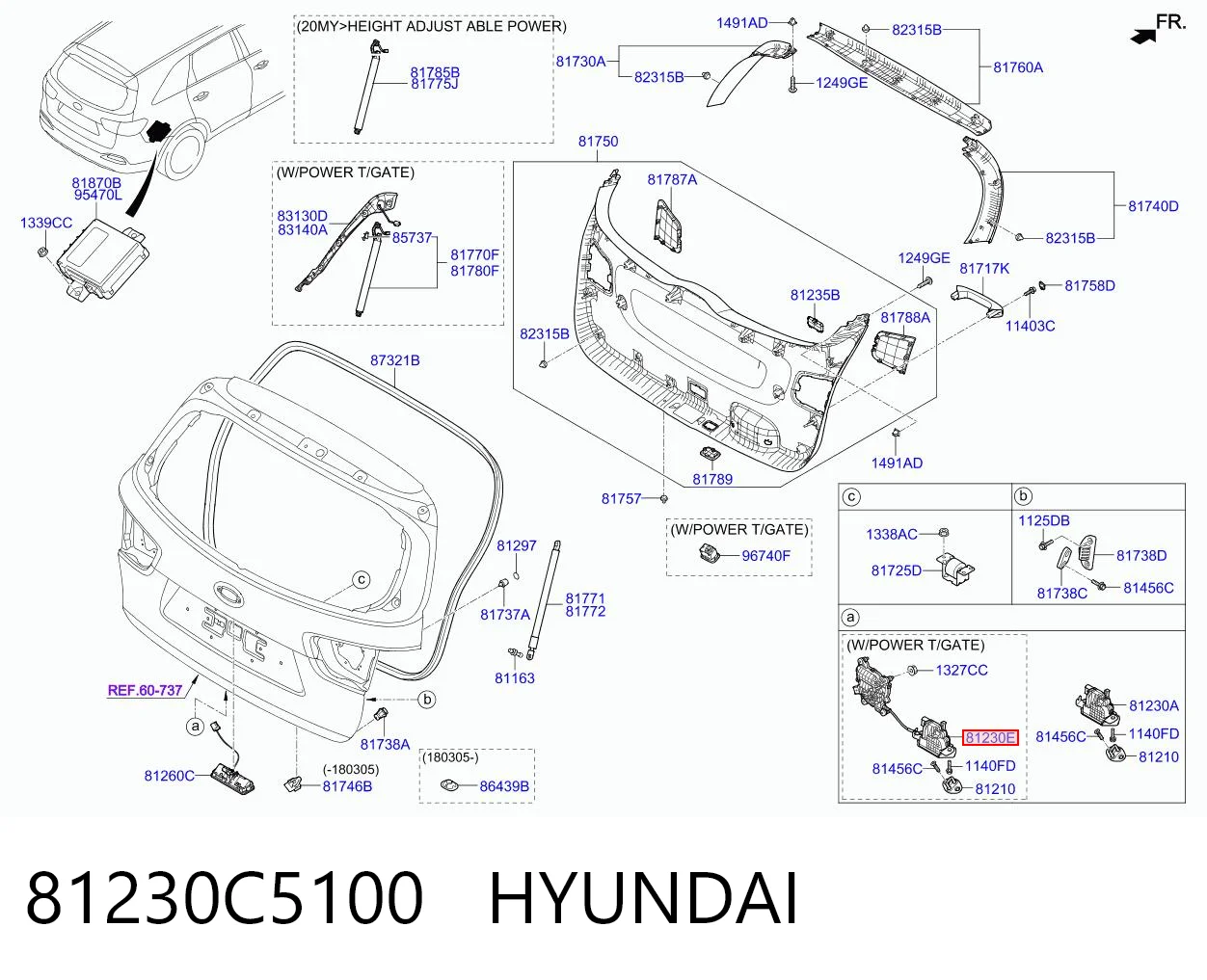 81230C5100 Hyundai/Kia Zamek klapy bagażnika (3/5 drzwi tylnych)