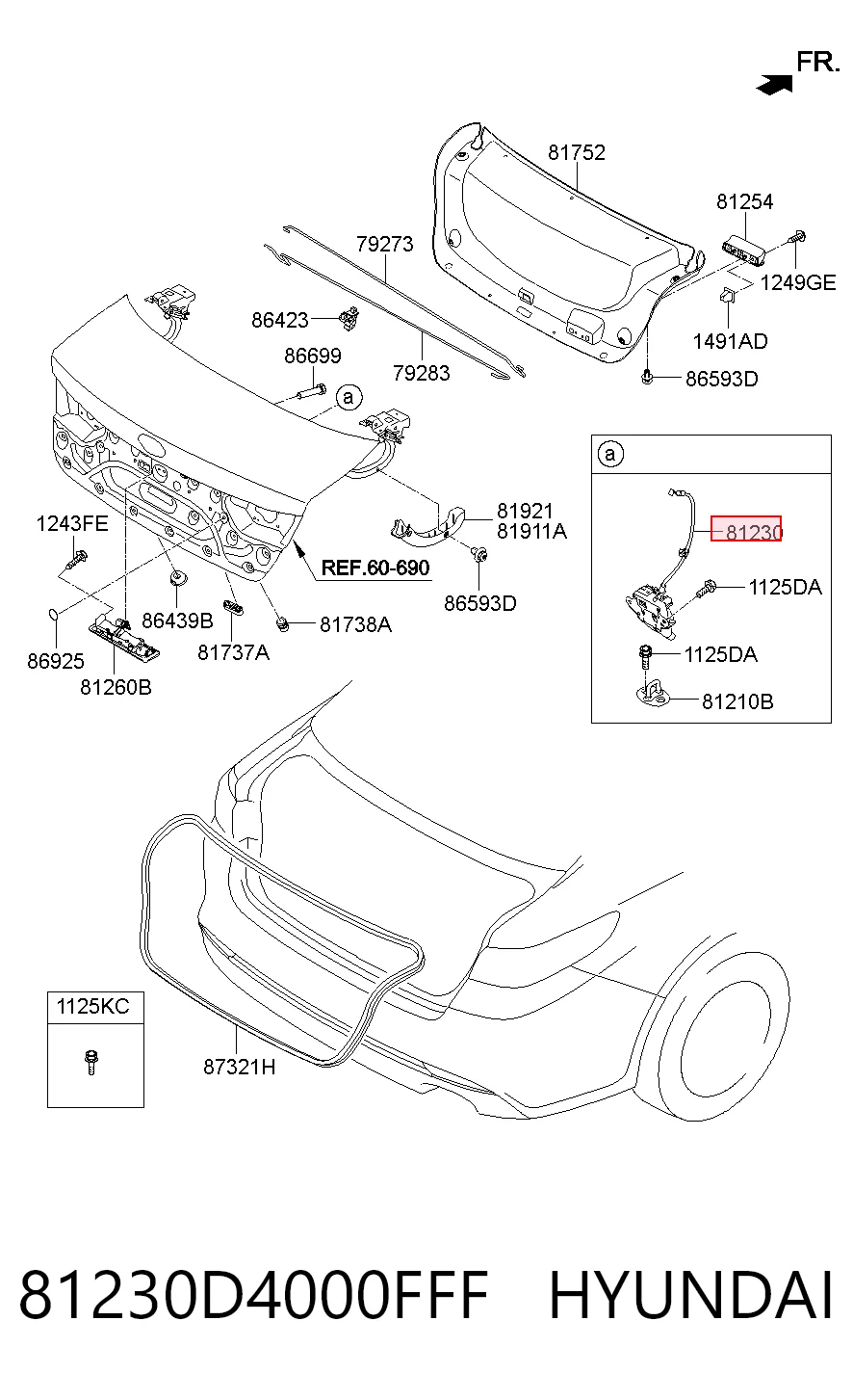 Zamek klapy bagażnika (3/5 drzwi tylnych) do KIA Optima IV JF