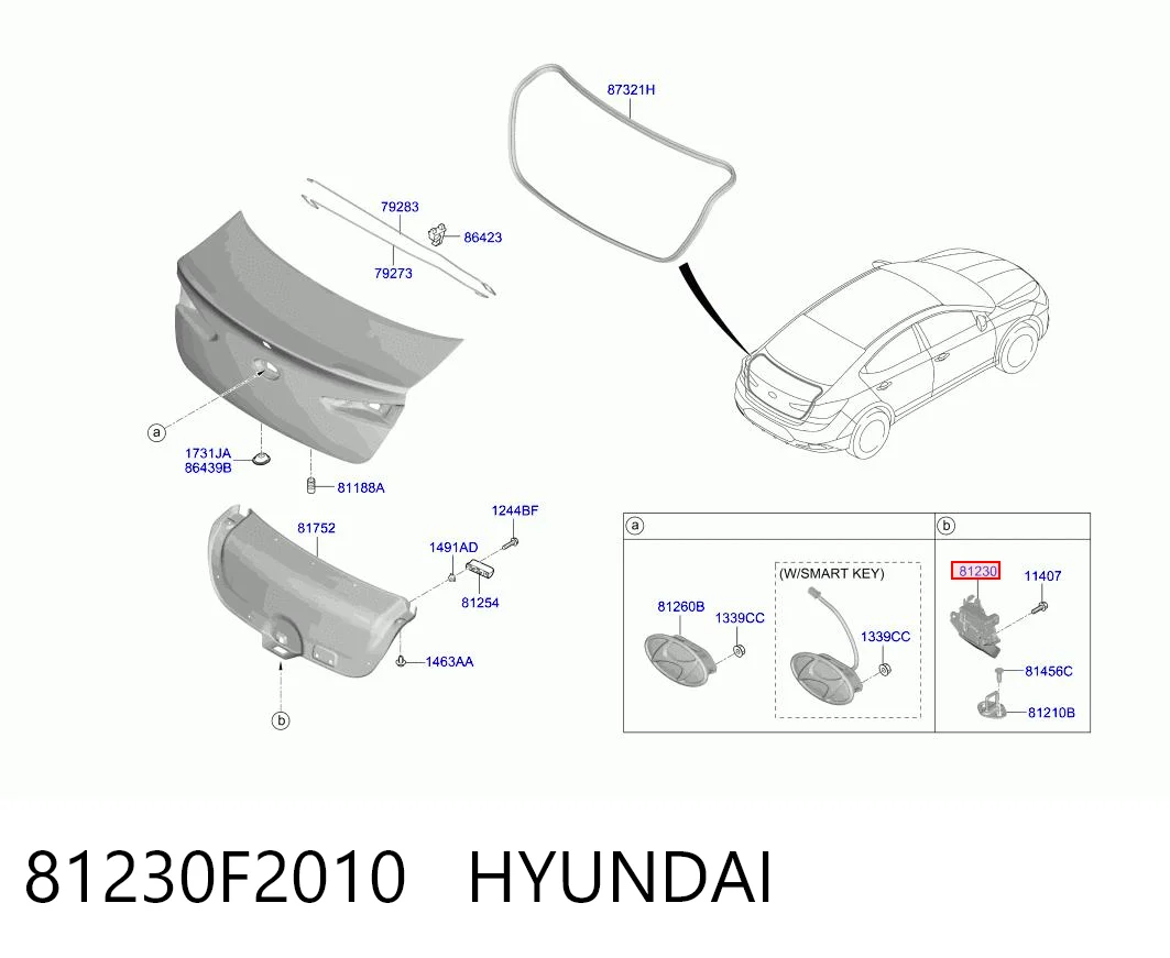 81230F2010 Hyundai/Kia Zamek klapy bagażnika (3/5 drzwi tylnych)