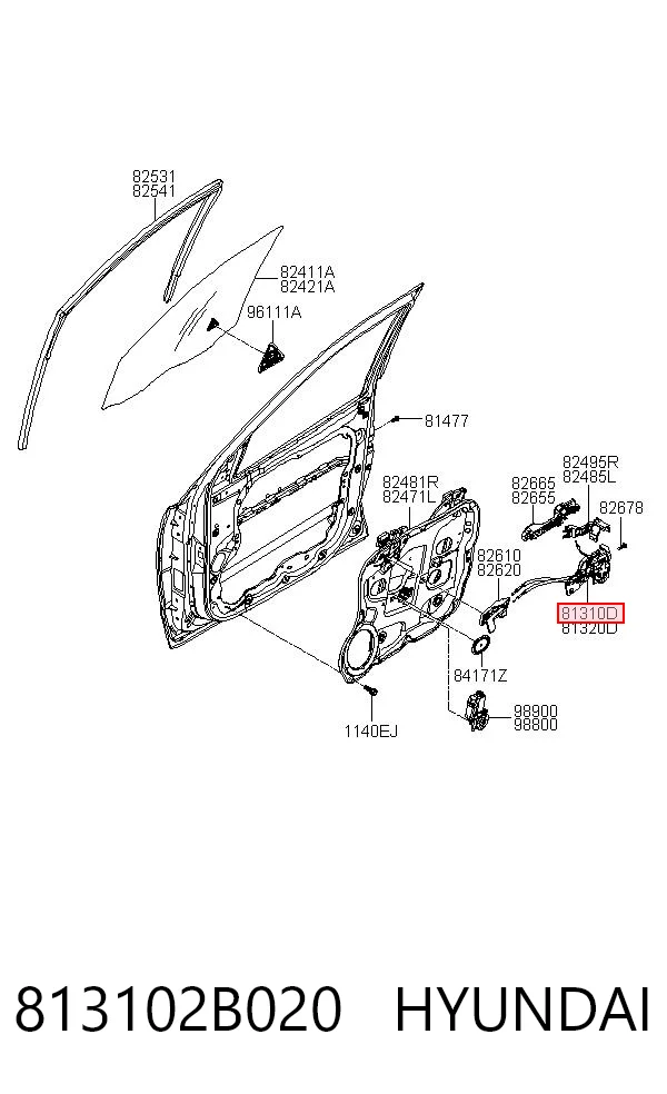 813102B020 Hyundai/Kia Zamek drzwi przednich lewych