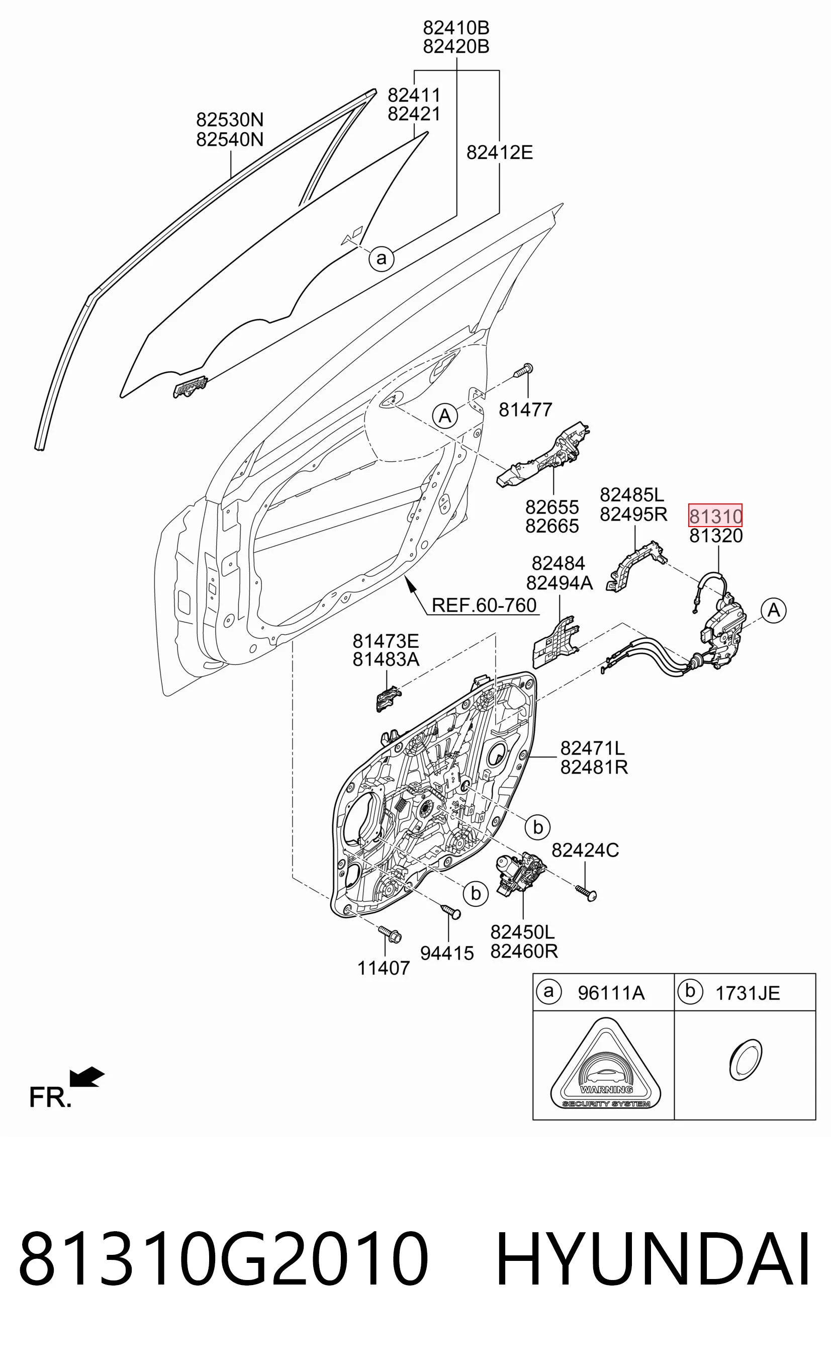 81310G2010 Hyundai/Kia Zamek drzwi przednich lewych