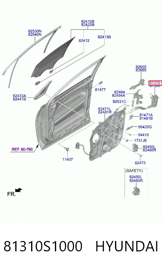 Zamek drzwi przednich lewych do Hyundai Santa Fe IV TM, TMA