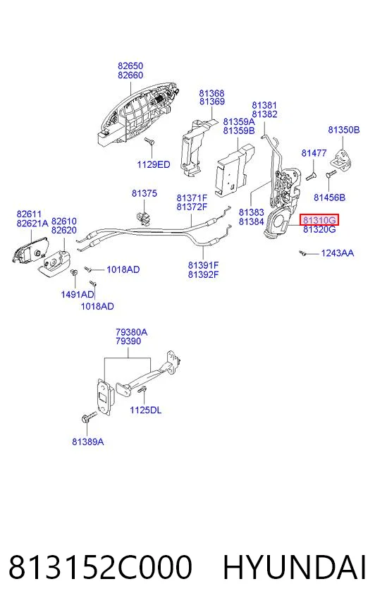 813152C000 Hyundai/Kia Zamek drzwi przednich lewych