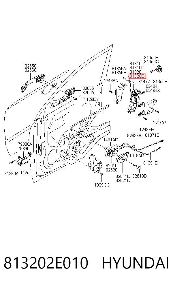 813202E010 Hyundai/Kia Zamek drzwi przednich prawych