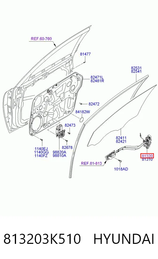 Zamek drzwi przednich prawych do Hyundai Sonata V NF