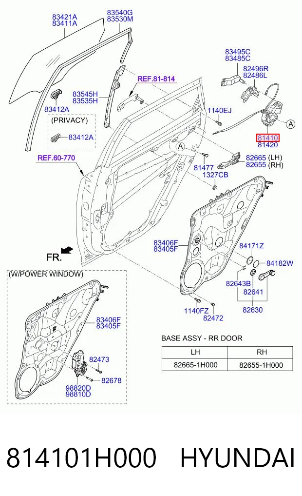 814101H000 Hyundai/Kia Zamek drzwi tylnych lewych