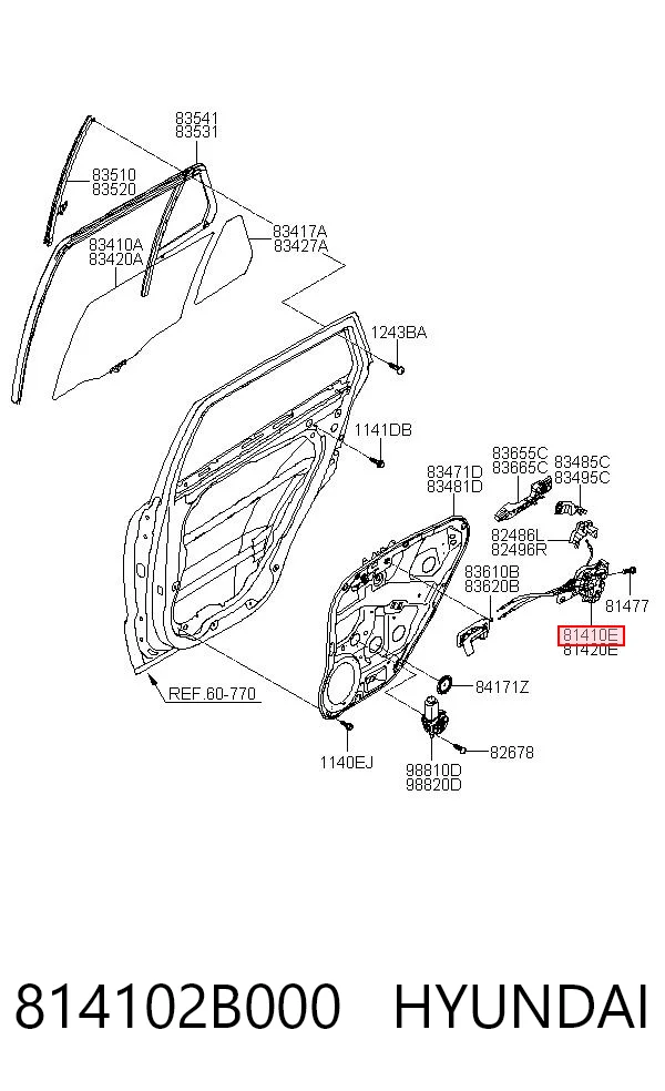 814102B000 Hyundai/Kia Zamek drzwi tylnych lewych
