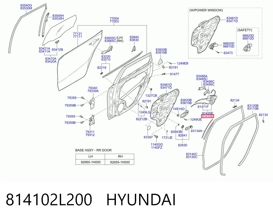 814102L200 Hyundai/Kia Zamek drzwi tylnych lewych