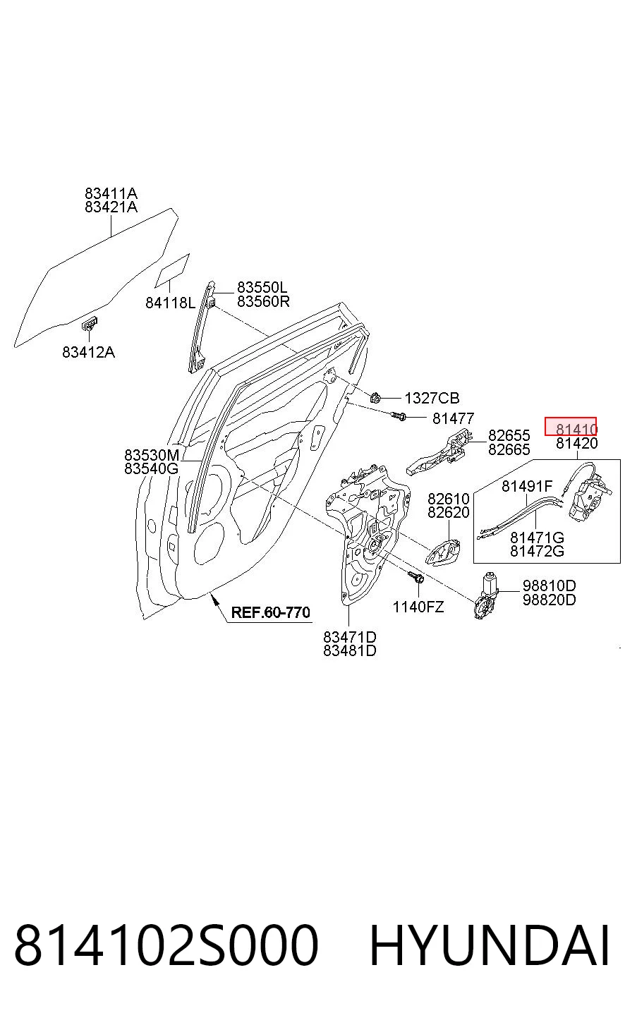 Zamek drzwi tylnych lewych do Hyundai Ix35  LM