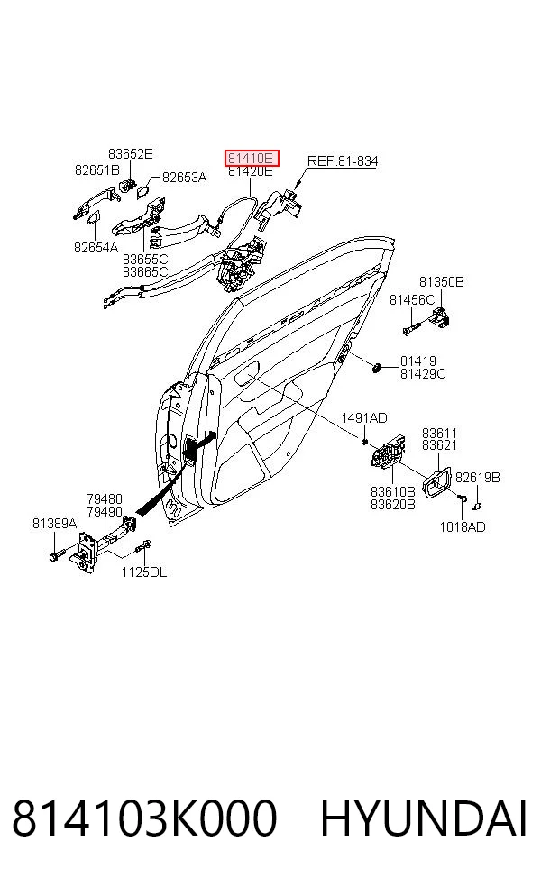 Zamek drzwi tylnych lewych do Hyundai Sonata V NF