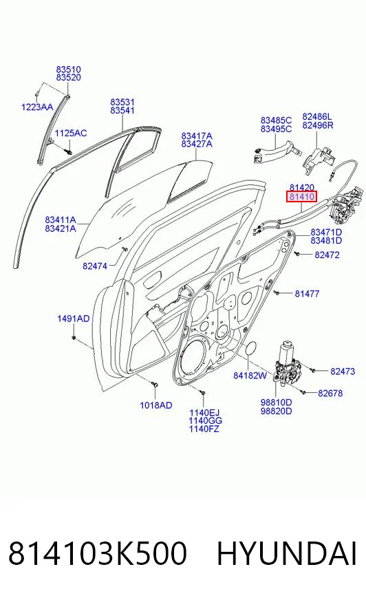814103K500 Hyundai/Kia Zamek drzwi tylnych lewych