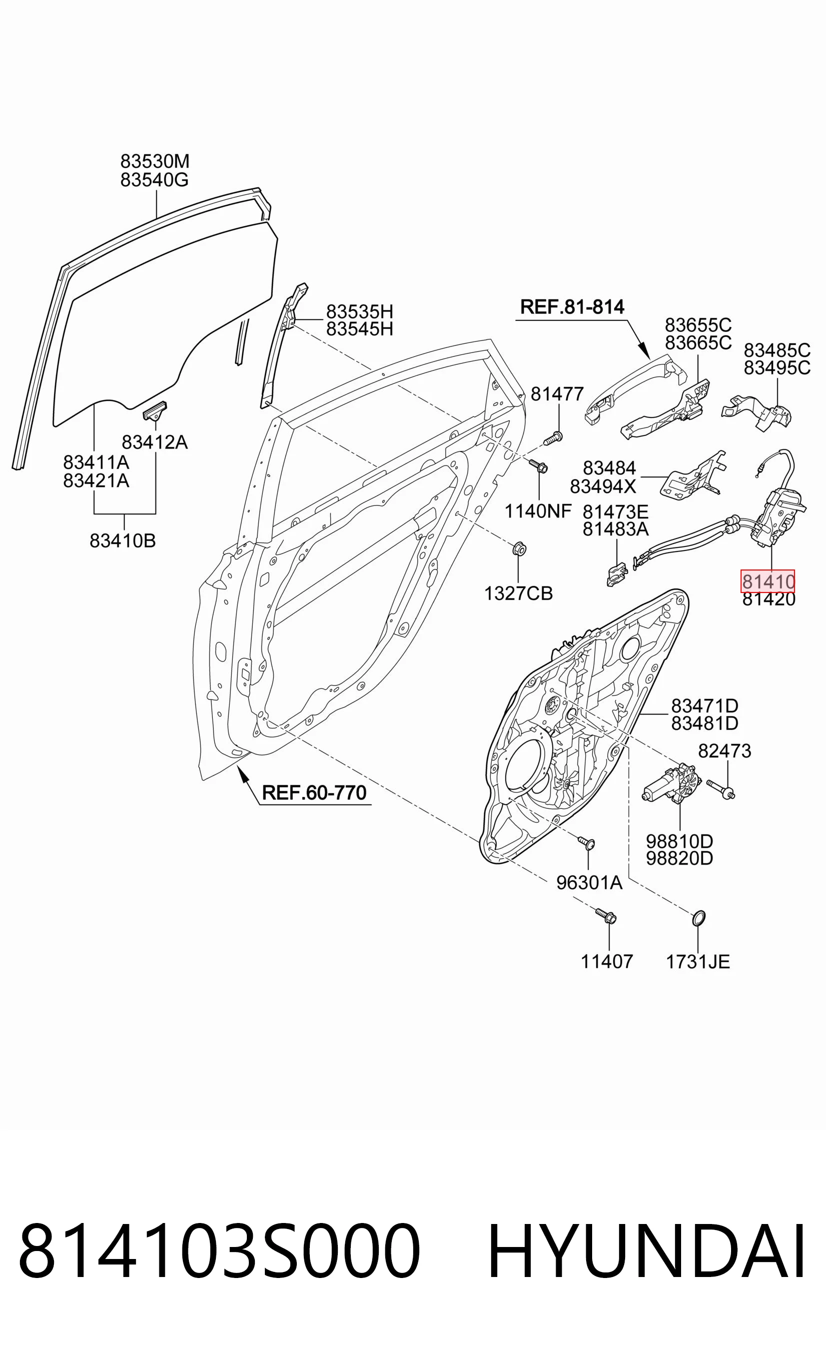 Zamek drzwi tylnych lewych do Hyundai Sonata VI YF