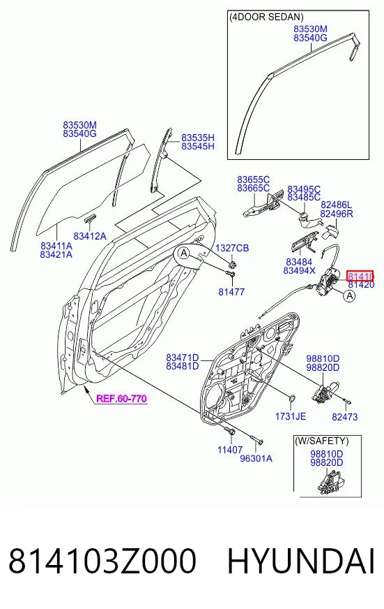 Zamek drzwi tylnych lewych do Hyundai I40 I VF