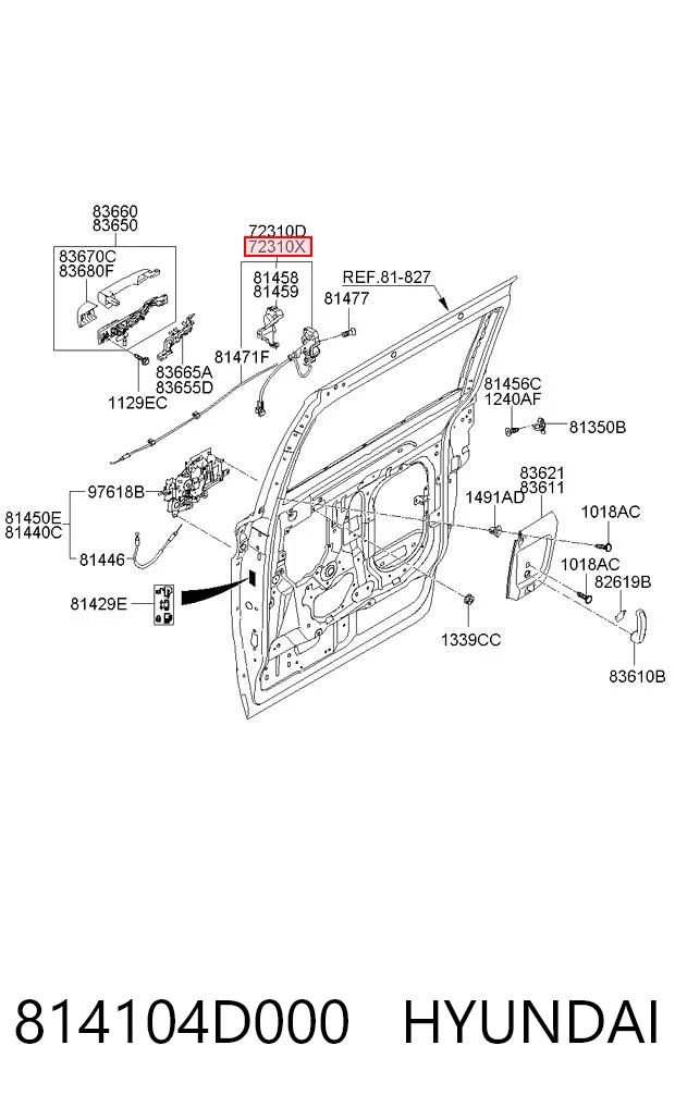 814104D000 Hyundai/Kia Zamek drzwi tylnych lewych