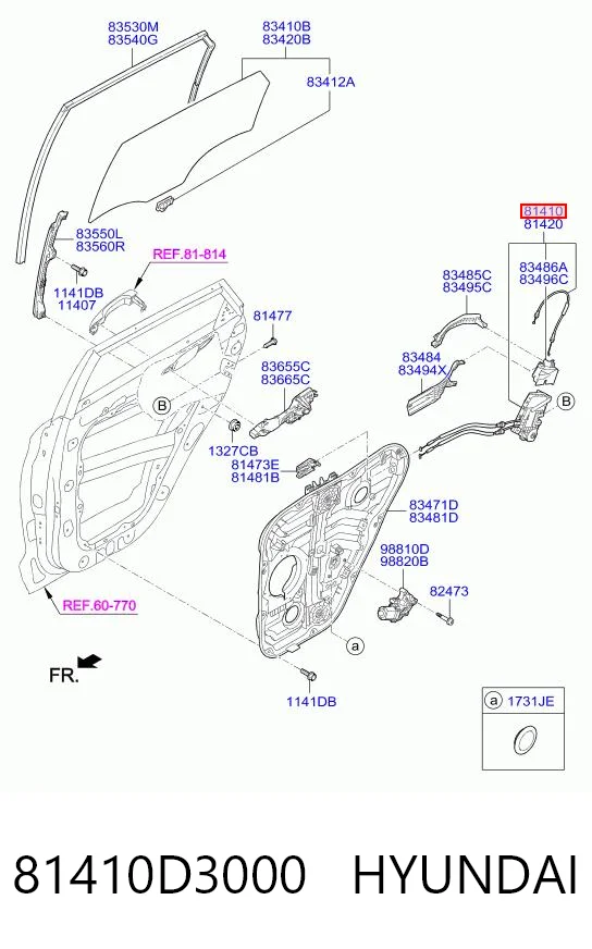 Zamek drzwi tylnych lewych do Hyundai Tucson III TL