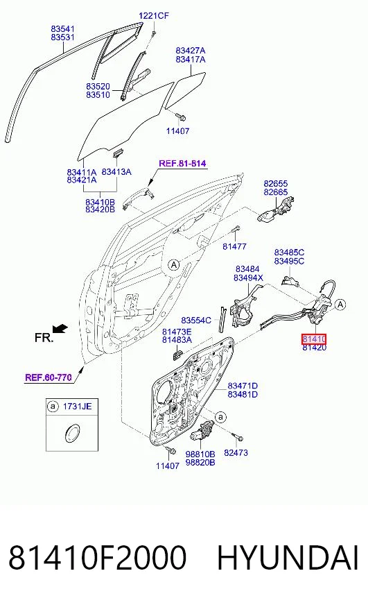 81410F2000 Hyundai/Kia Zamek drzwi tylnych lewych