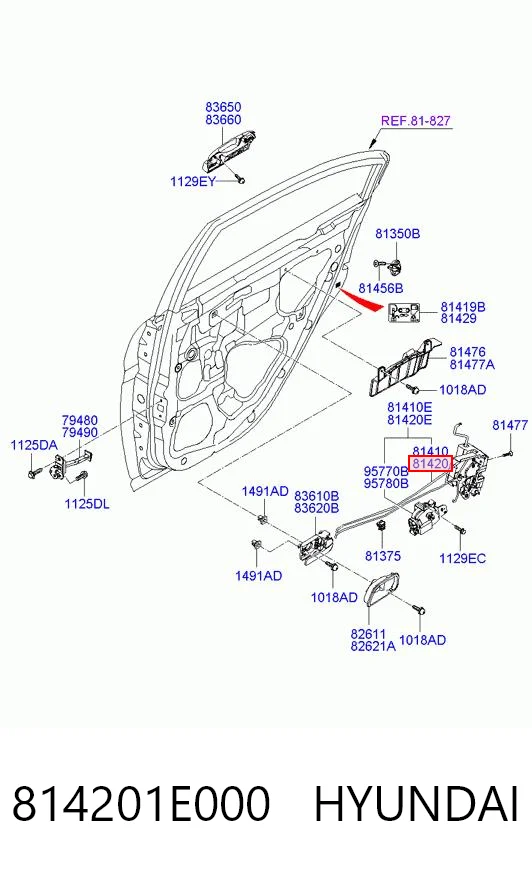 Zamek drzwi tylnych prawych do Hyundai Accent III MC