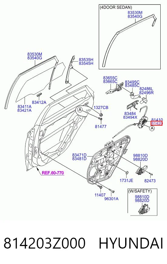 Zamek drzwi tylnych prawych do Hyundai I40 I VF