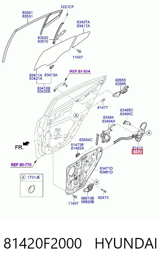 81420F2000 Hyundai/Kia Zamek drzwi tylnych prawych