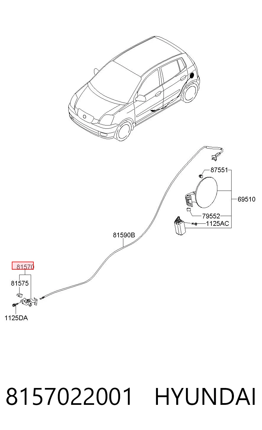 8157022001 Hyundai/Kia Rączka otwierania zamka (klapki) wlewu paliwa