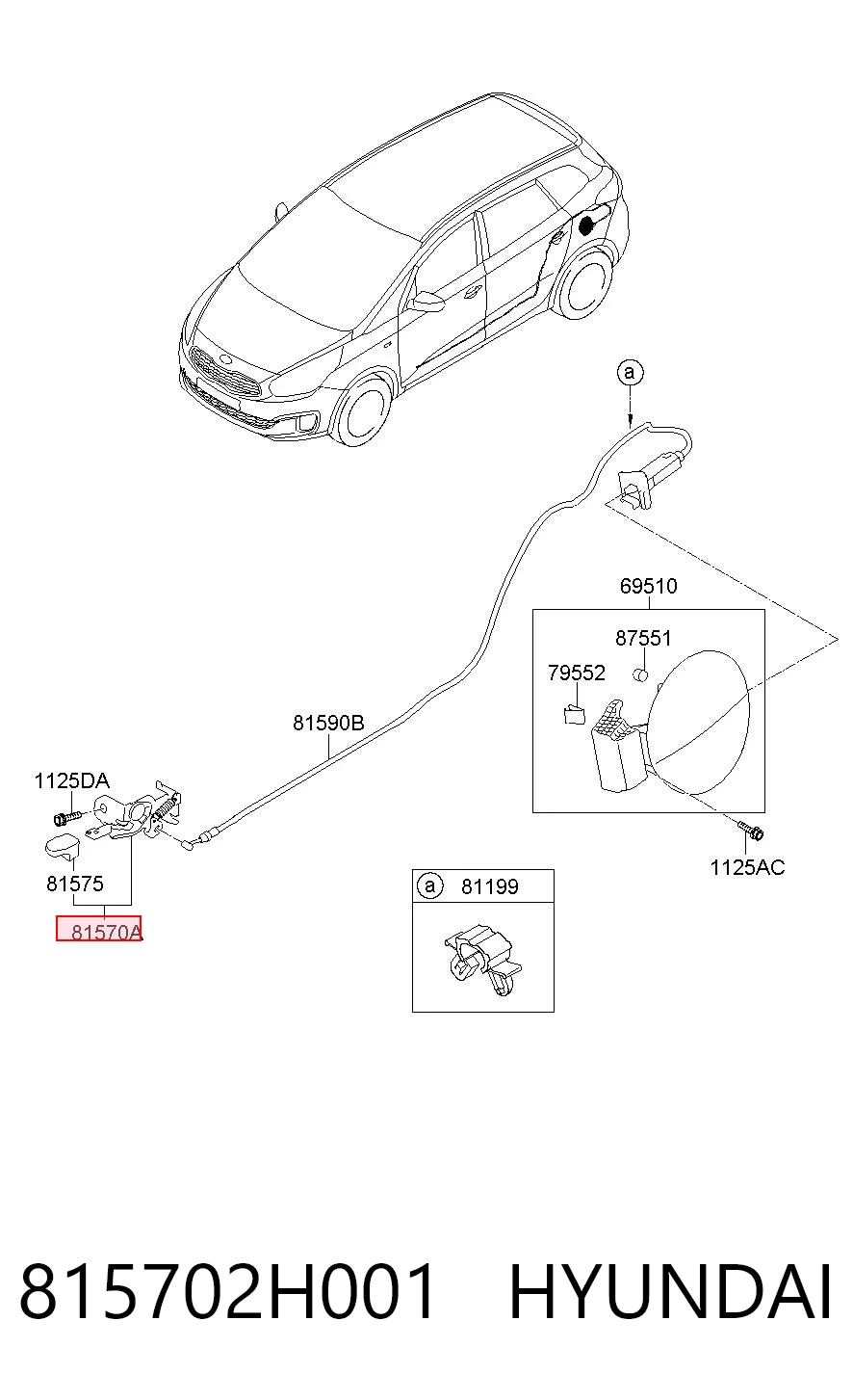815702H001 Hyundai/Kia Rączka otwierania zamka (klapki) wlewu paliwa