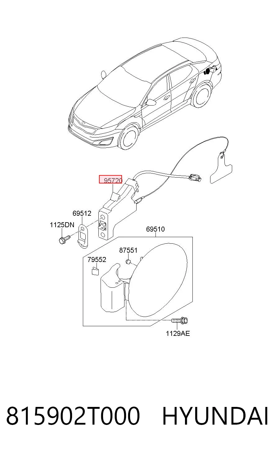 815902T000 Hyundai/Kia Silniczek otwierania klapki wlewu paliwa