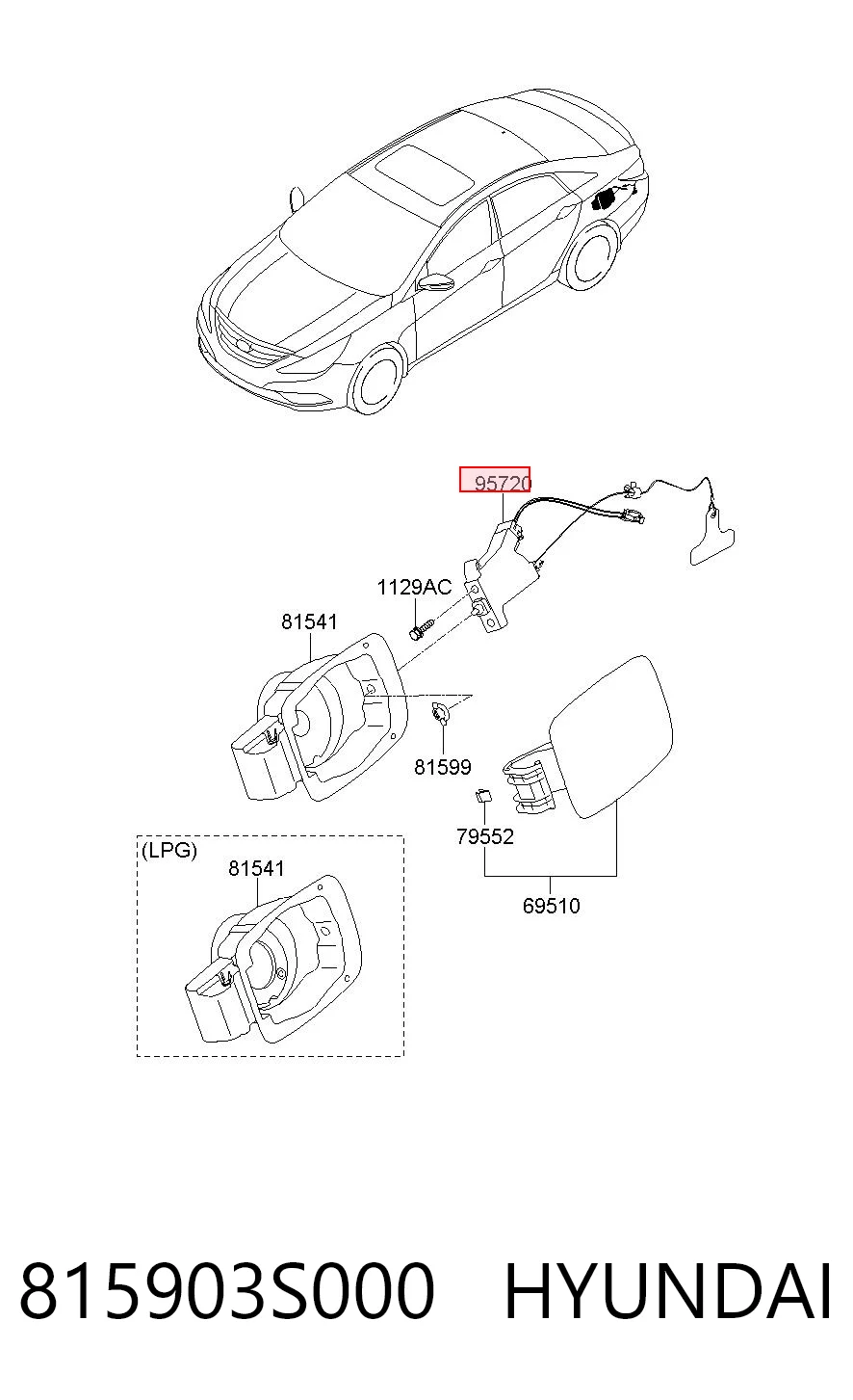 815903S000 Hyundai/Kia Zamek klapki wlewu paliwa = siłownik klapki wlewu paliwa