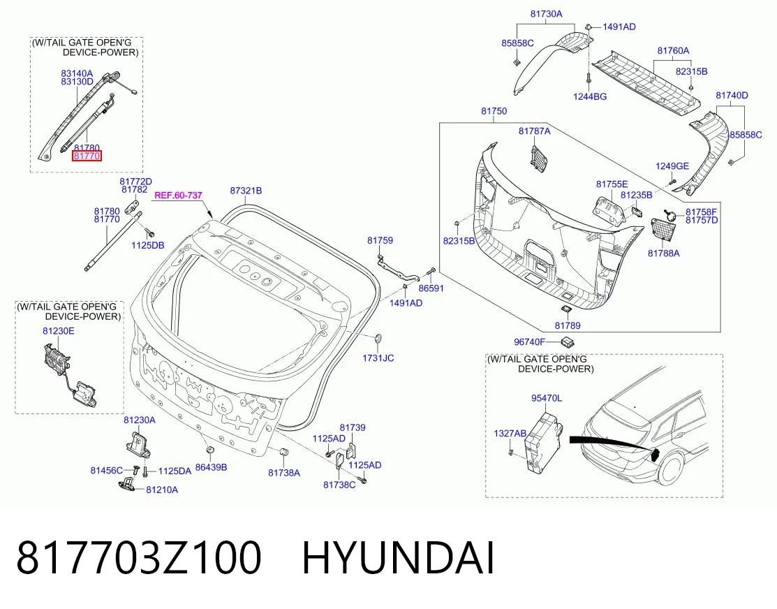 Amortyzator klapy bagażnika (3/5 drzwi-tylnych) Hyundai I40 I sedana (VF) (2012 - 2019) cena, od 102,26 USD