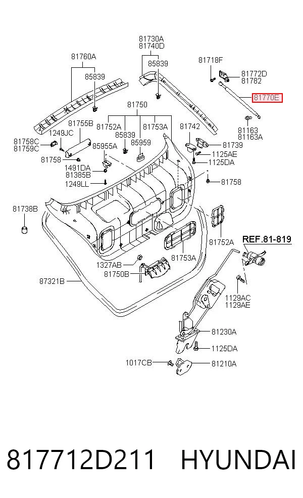 Amortyzator klapy bagażnika (3/5 drzwi-tylnych) Hyundai Elantra III