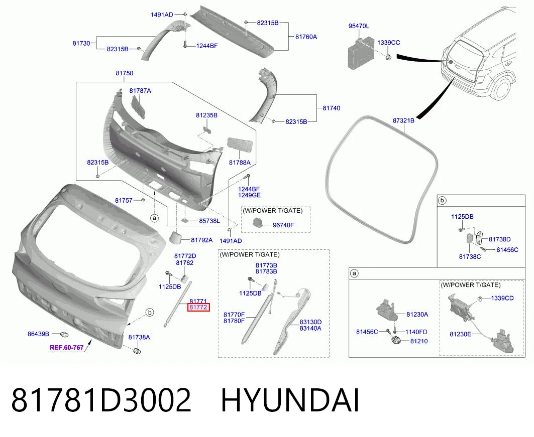 81781D3002 Hyundai/Kia Amortyzator klapy bagażnika (3/5 drzwi-tylnych)