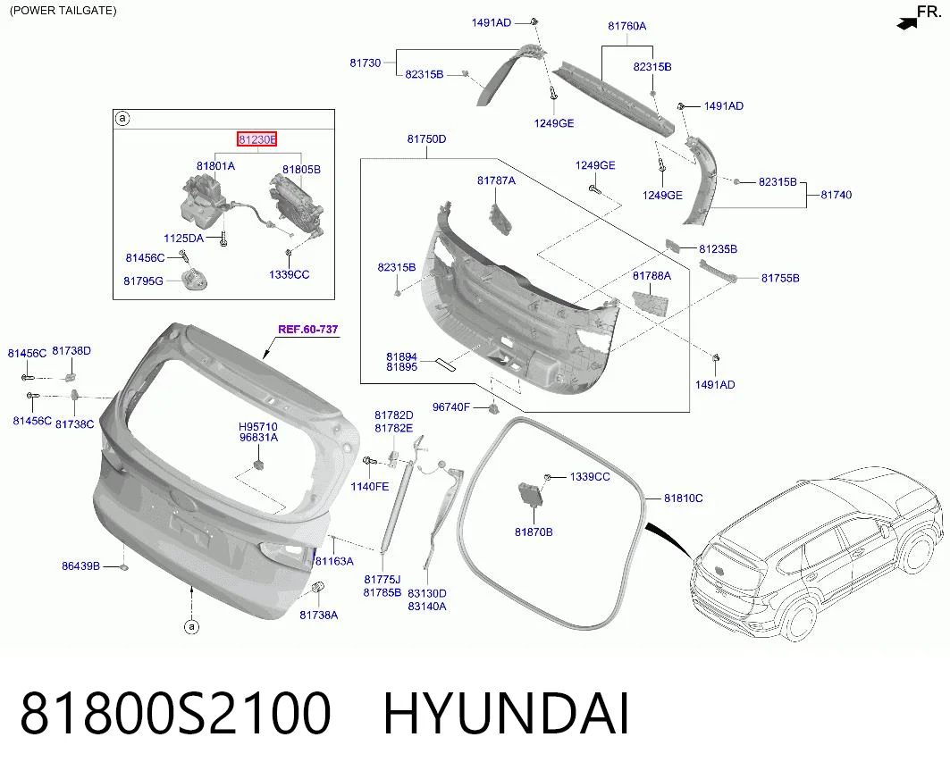 Kupić Zamek klapy bagażnika (3/5 drzwi tylnych) Hyundai Santa Fe IV TM, TMA w dobrej cenie