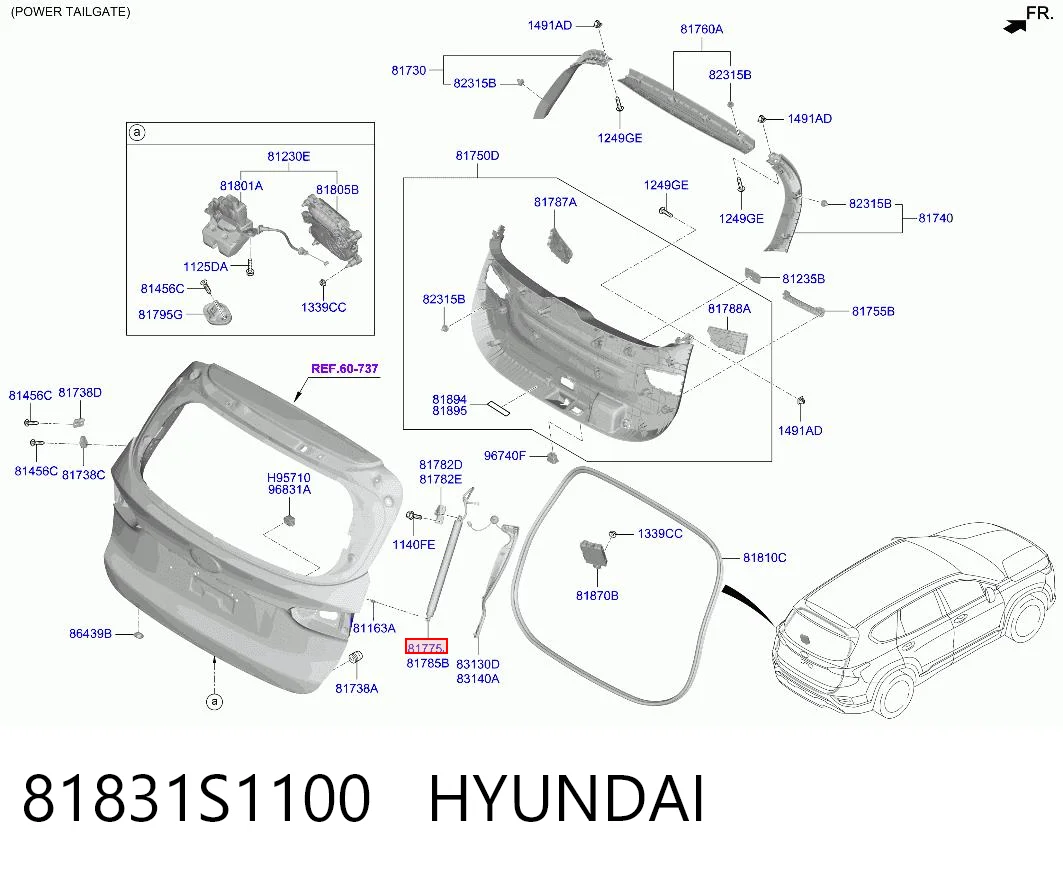 81831S1100 Hyundai/Kia Amortyzator klapy bagażnika (3/5 drzwi-tylnych)