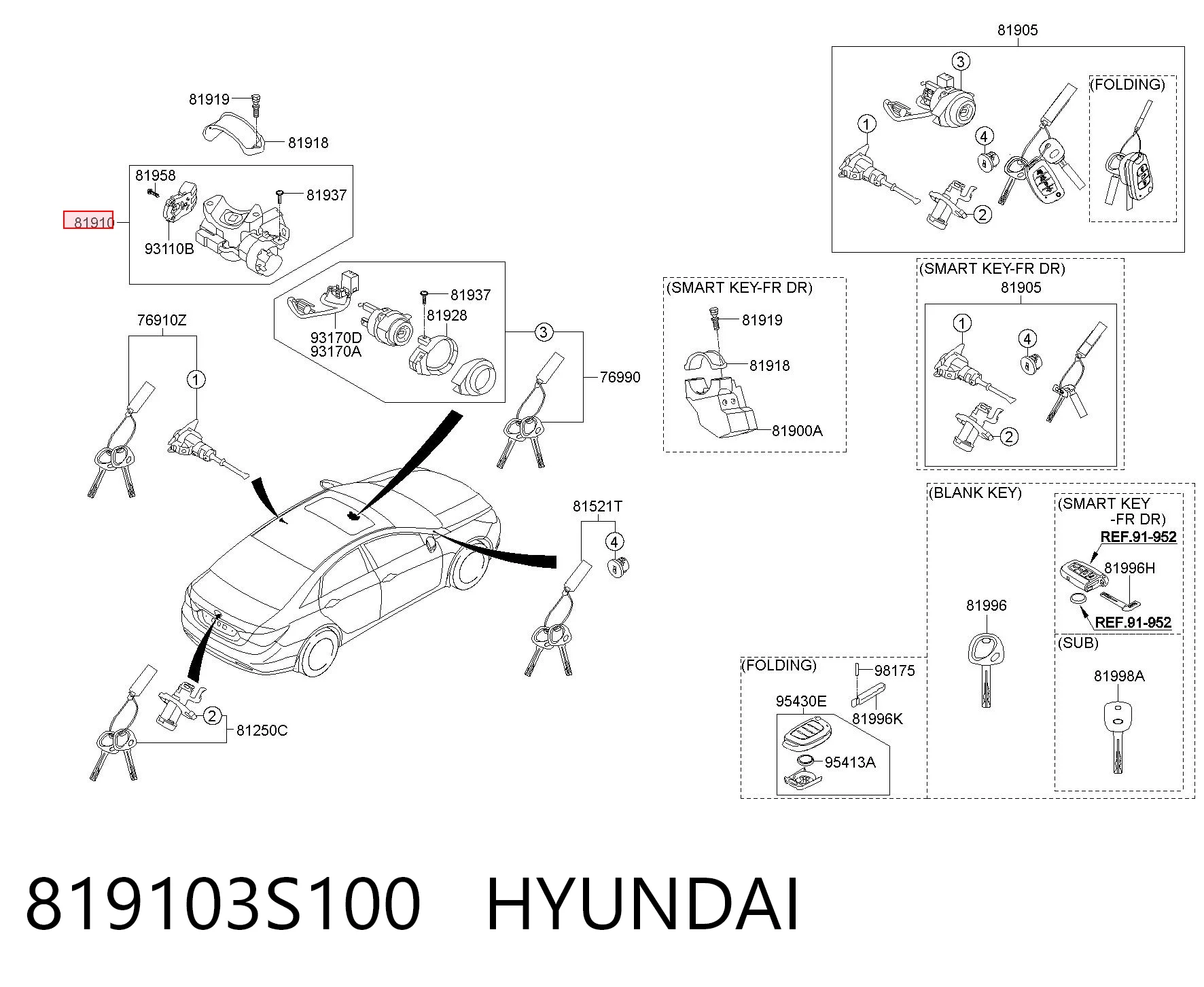 Stacyjka zapłonowa do Hyundai Sonata VI YF