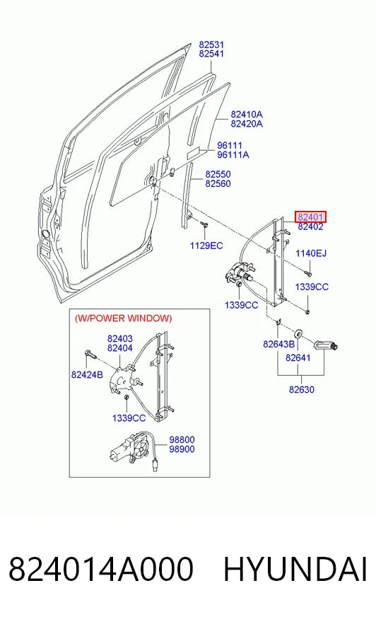 Mechanizm podnoszenia szyby drzwi przednich lewych do Hyundai H200  