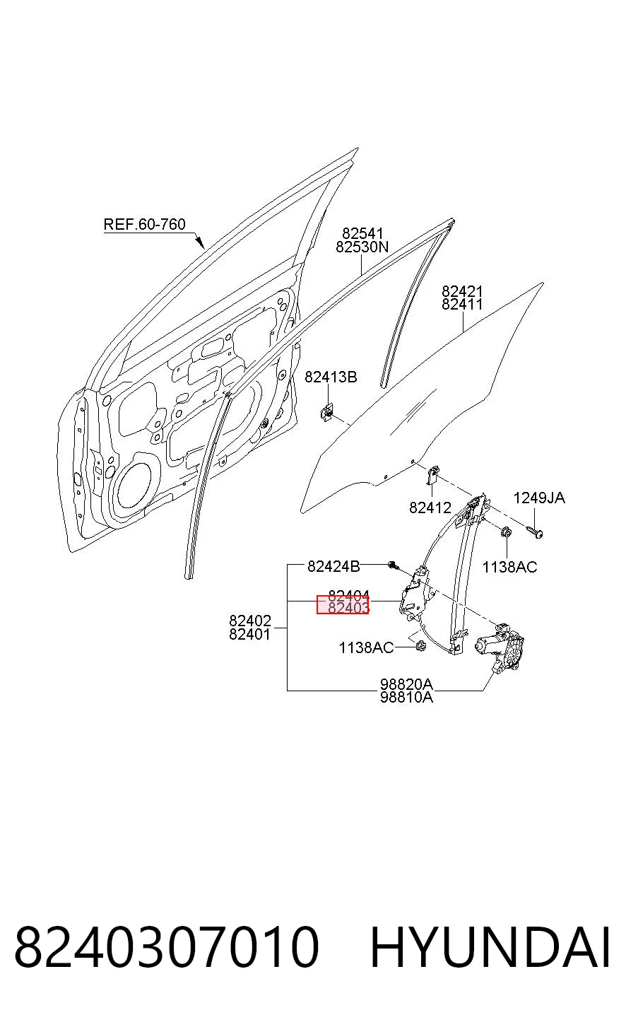 Mechanizm podnoszenia szyby drzwi przednich lewych KIA Picanto I hatchback (BA) (2003 - 2007) cena, od 65,01 USD
