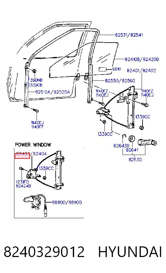 Do koszyka Mechanizm podnoszenia szyby drzwi przednich lewych Hyundai Lantra II 