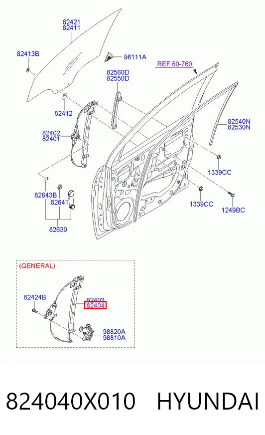  Mechanizm podnoszenia szyby drzwi przednich prawych Hyundai I10 