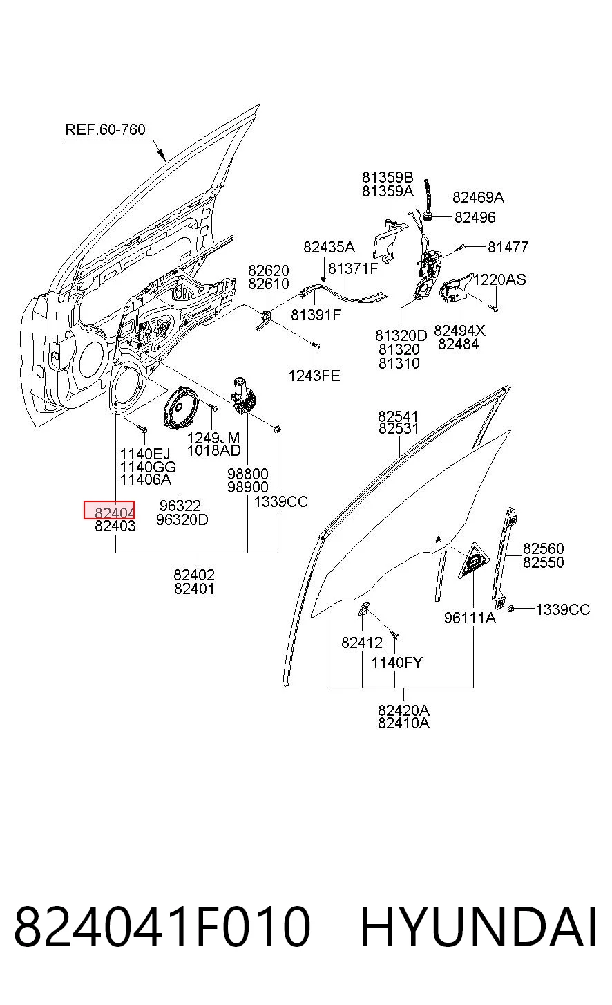 Mechanizm podnoszenia szyby drzwi przednich prawych do KIA Sportage II JE