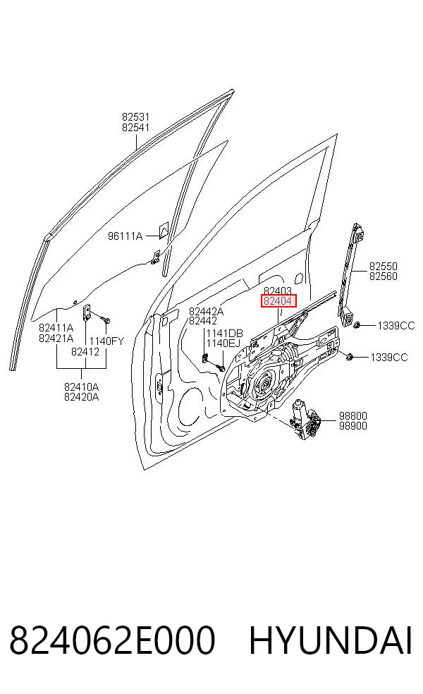Mechanizm podnoszenia szyby drzwi przednich prawych do Hyundai Tucson I JM
