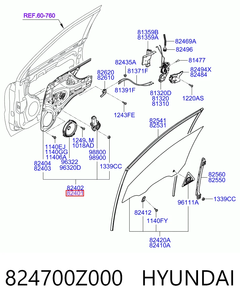 Mechanizm podnoszenia szyby drzwi przednich lewych do KIA Sportage II JE