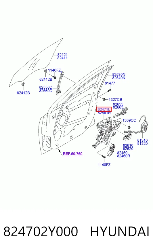 Mechanizm podnoszenia szyby drzwi przednich lewych do Hyundai Ix35  LM