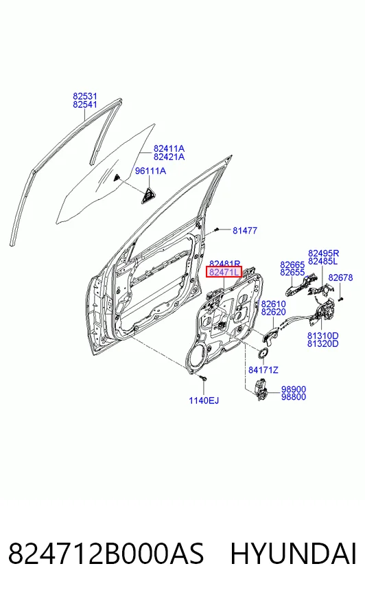 Mechanizm podnoszenia szyby drzwi przednich lewych Hyundai Santa Fe II SUV (CM) (2006 - 2012) cena, od 73,24 USD