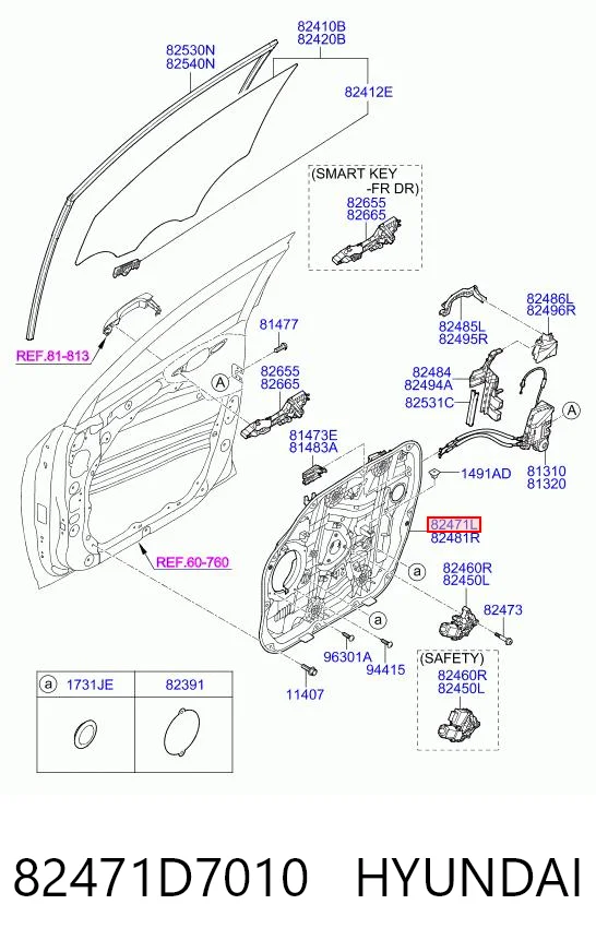 Mechanizm podnoszenia szyby drzwi przednich lewych do Hyundai Tucson TL