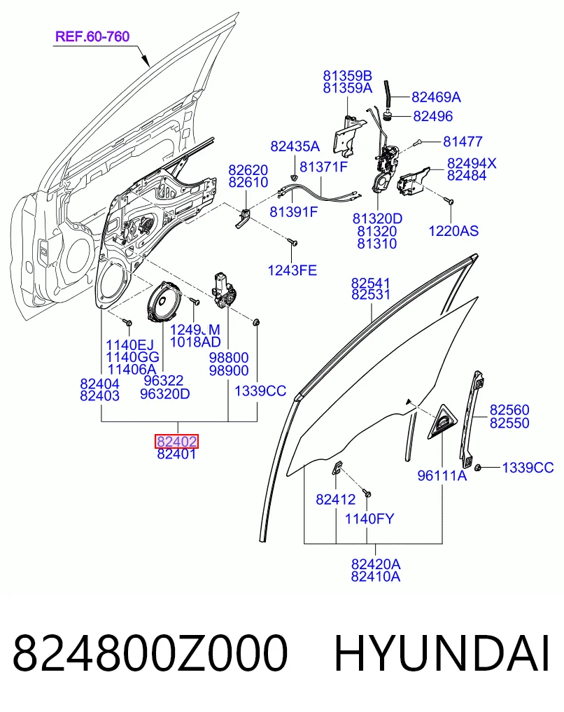 Mechanizm podnoszenia szyby drzwi przednich prawych do KIA Sportage II JE