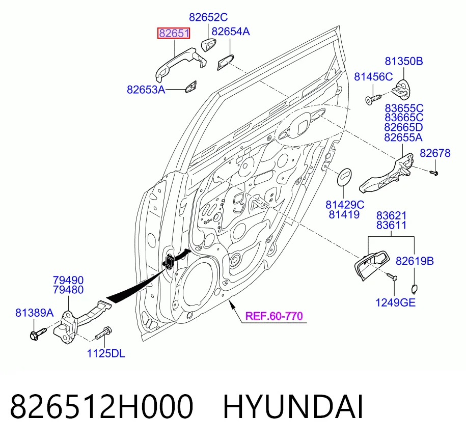 826512H000 Hyundai/Kia Klamka drzwi tylnych zewnętrzna