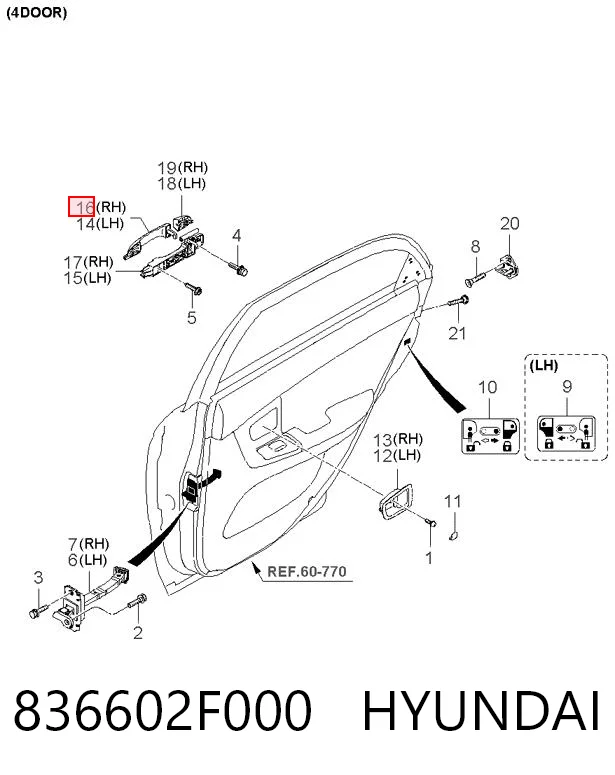 836602F000 Hyundai/Kia Klamka drzwi tylnych prawa zewnętrzna
