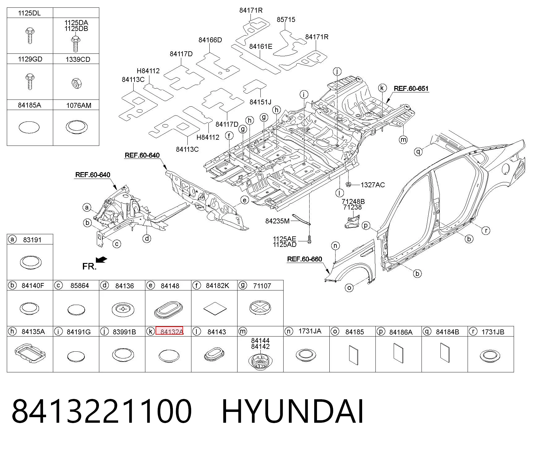 8413221100 Hyundai/Kia Wkładka dna nadwozia