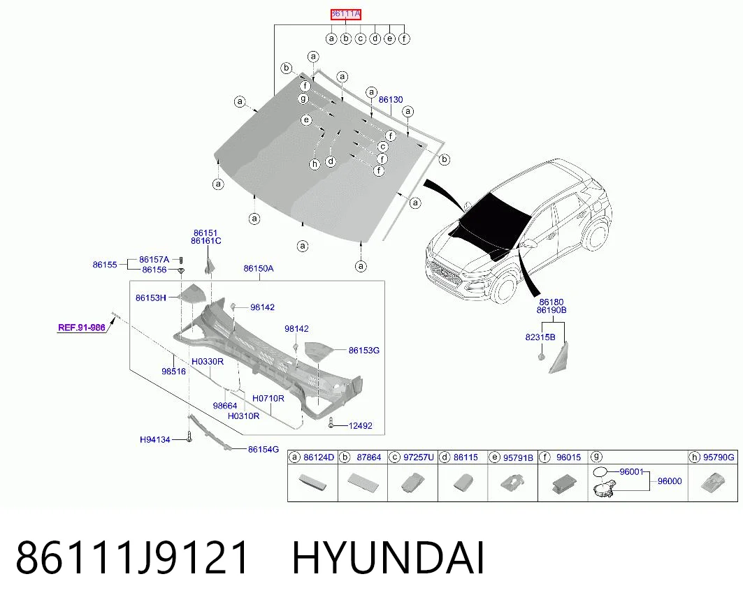 Szyba przednia do Hyundai KONA  OS