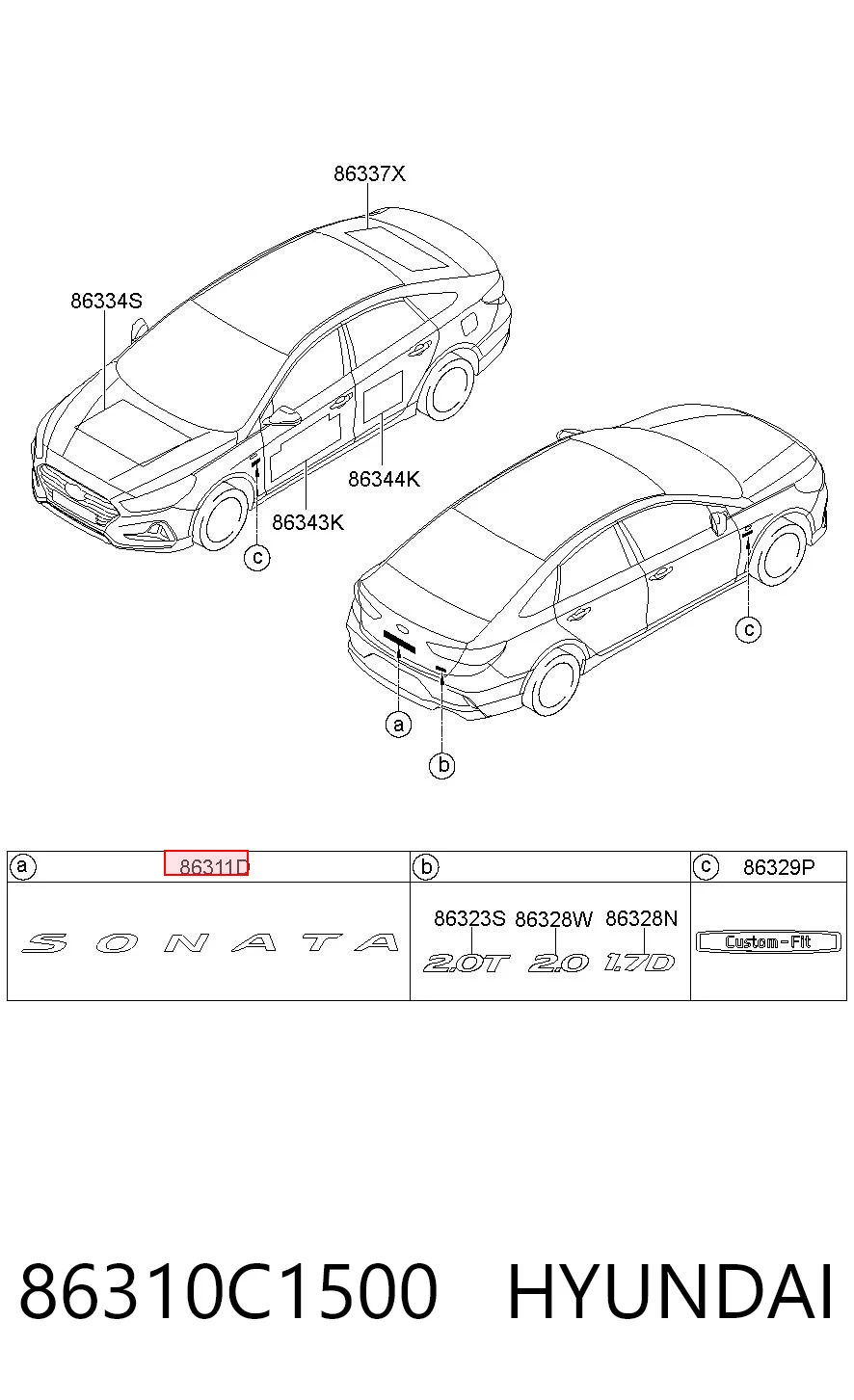 Emblemat na klapę bagaznika (znaczek firmowy) do Hyundai Sonata VII LF